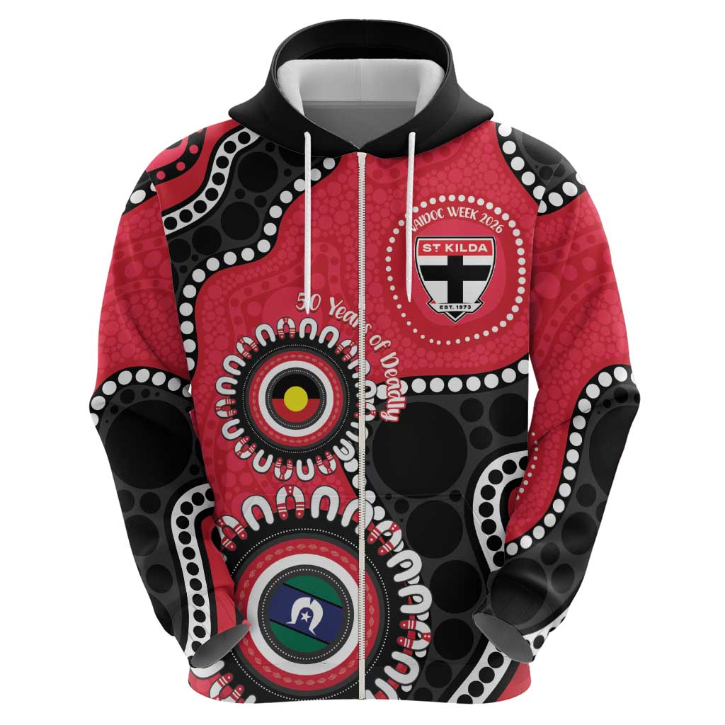 St Kilda NAIDOC 2026 Personalised Hoodie 50 Years of Deadly Aboriginal Art