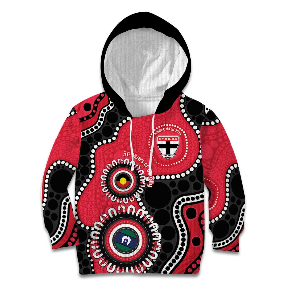 St Kilda NAIDOC 2026 Personalised Kid Hoodie 50 Years of Deadly Aboriginal Art