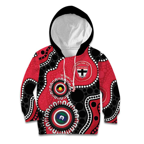 St Kilda NAIDOC 2026 Personalised Kid Hoodie 50 Years of Deadly Aboriginal Art
