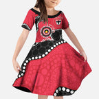St Kilda NAIDOC 2026 Personalised Kid Short Sleeve Dress 50 Years of Deadly Aboriginal Art