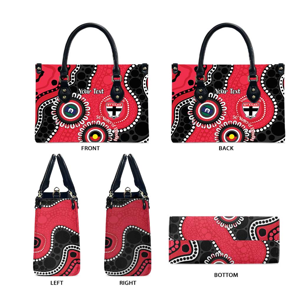 St Kilda NAIDOC 2026 Personalised Leather Bag 50 Years of Deadly Aboriginal Art