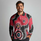 St Kilda NAIDOC 2026 Personalised Long Sleeve Polo Shirt 50 Years of Deadly Aboriginal Art