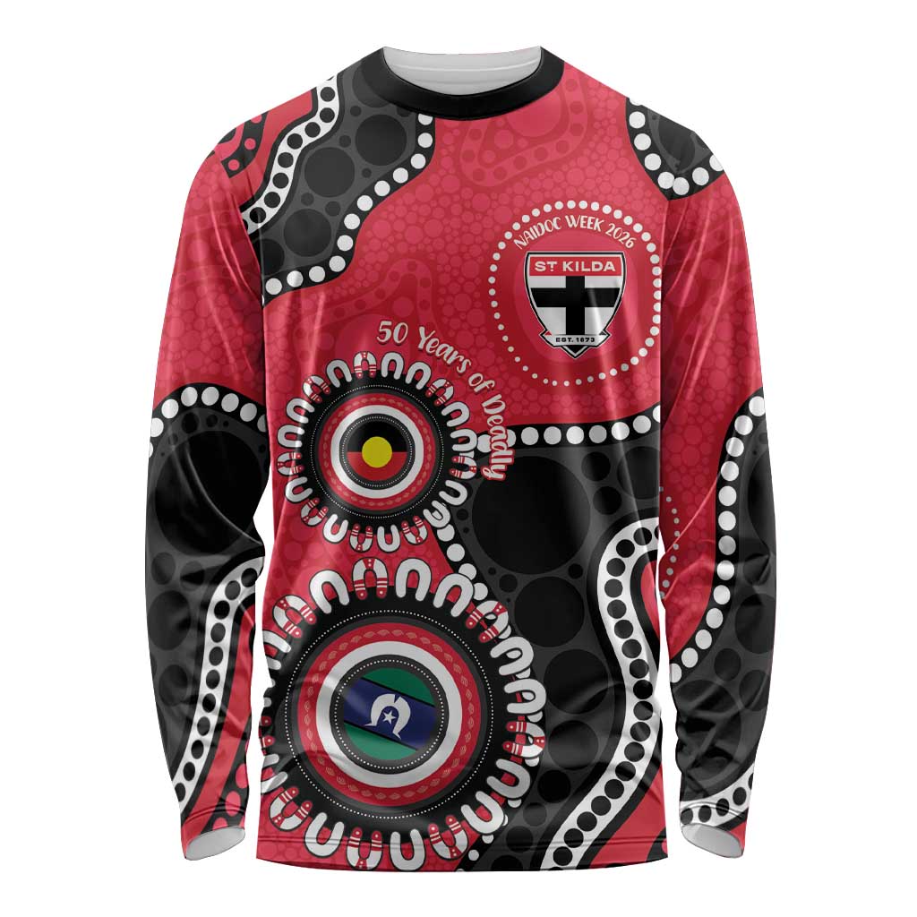 St Kilda NAIDOC 2026 Personalised Long Sleeve Shirt 50 Years of Deadly Aboriginal Art