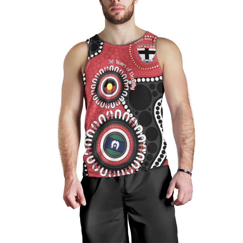St Kilda NAIDOC 2026 Personalised Men Tank Top 50 Years of Deadly Aboriginal Art