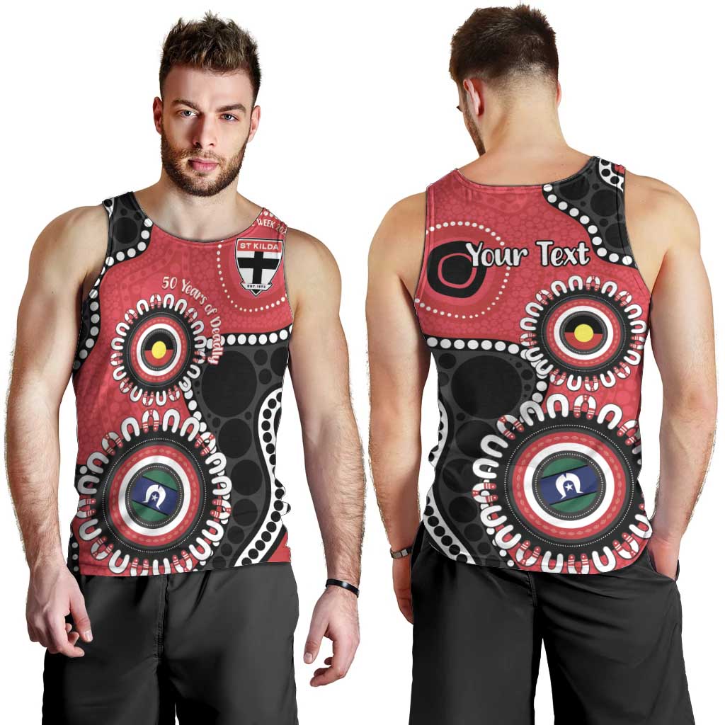 St Kilda NAIDOC 2026 Personalised Men Tank Top 50 Years of Deadly Aboriginal Art