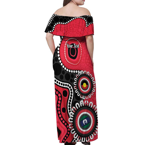 St Kilda NAIDOC 2026 Personalised Off Shoulder Maxi Dress 50 Years of Deadly Aboriginal Art