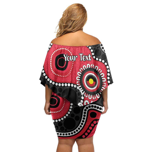 St Kilda NAIDOC 2026 Personalised Off Shoulder Short Dress 50 Years of Deadly Aboriginal Art