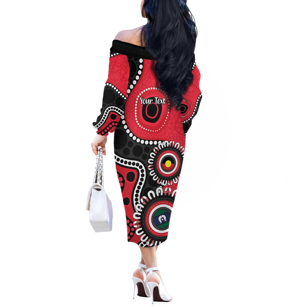 St Kilda NAIDOC 2026 Personalised Off The Shoulder Long Sleeve Dress 50 Years of Deadly Aboriginal Art