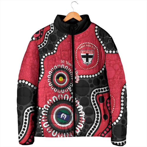 St Kilda NAIDOC 2026 Personalised Padded Jacket 50 Years of Deadly Aboriginal Art