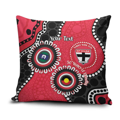 St Kilda NAIDOC 2026 Personalised Pillow Cover 50 Years of Deadly Aboriginal Art
