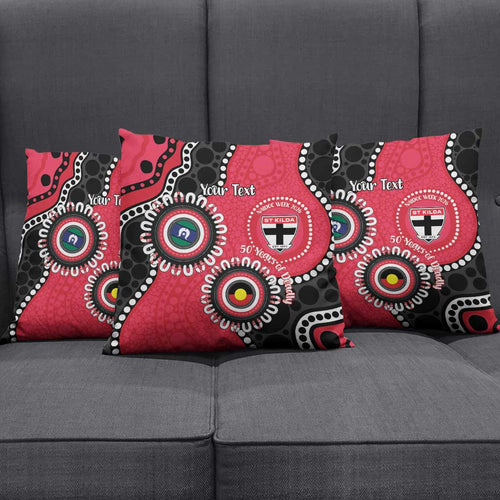 St Kilda NAIDOC 2026 Personalised Pillow Cover 50 Years of Deadly Aboriginal Art
