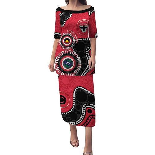 St Kilda NAIDOC 2026 Personalised Puletasi 50 Years of Deadly Aboriginal Art