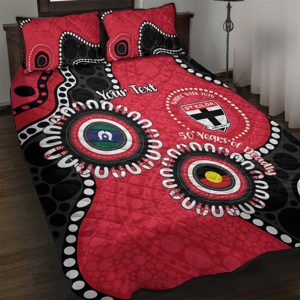St Kilda NAIDOC 2026 Personalised Quilt Bed Set 50 Years of Deadly Aboriginal Art