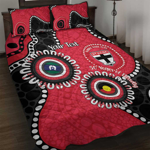 St Kilda NAIDOC 2026 Personalised Quilt Bed Set 50 Years of Deadly Aboriginal Art