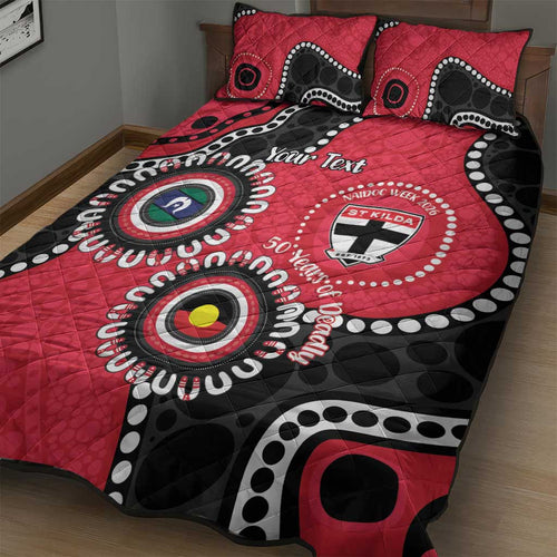St Kilda NAIDOC 2026 Personalised Quilt Bed Set 50 Years of Deadly Aboriginal Art
