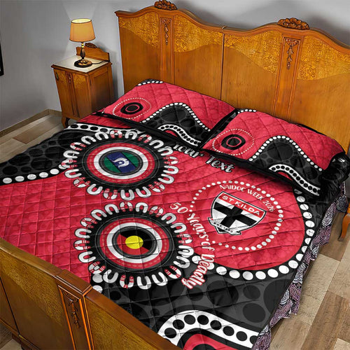 St Kilda NAIDOC 2026 Personalised Quilt Bed Set 50 Years of Deadly Aboriginal Art