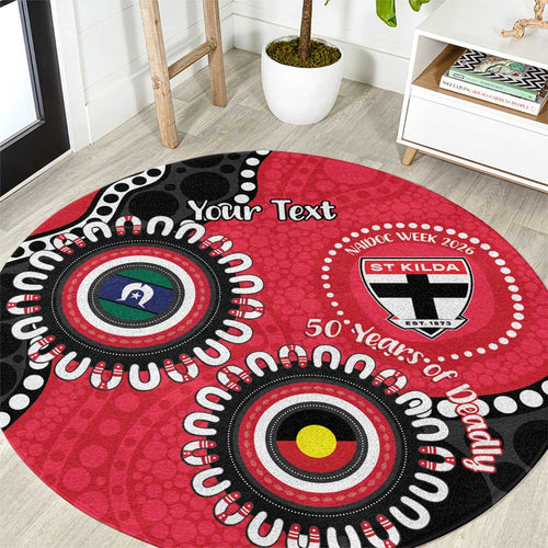 St Kilda NAIDOC 2026 Personalised Round Carpet 50 Years of Deadly Aboriginal Art