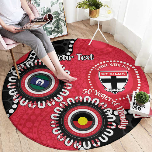 St Kilda NAIDOC 2026 Personalised Round Carpet 50 Years of Deadly Aboriginal Art