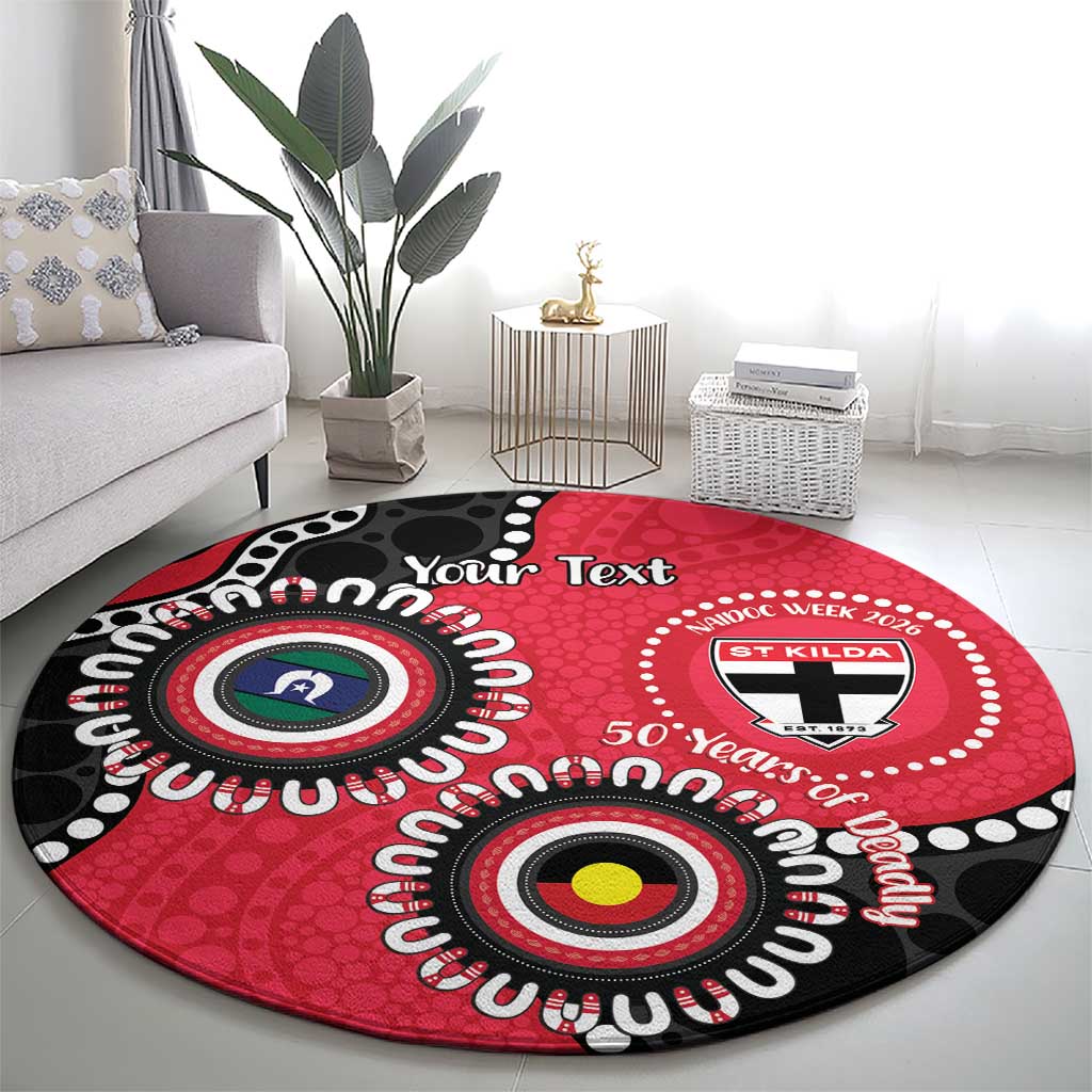 St Kilda NAIDOC 2026 Personalised Round Carpet 50 Years of Deadly Aboriginal Art