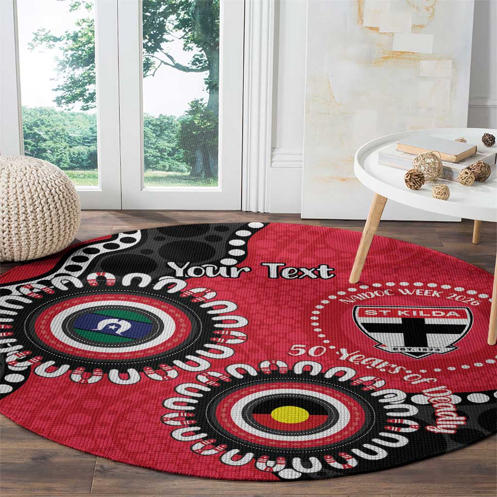 St Kilda NAIDOC 2026 Personalised Round Carpet 50 Years of Deadly Aboriginal Art