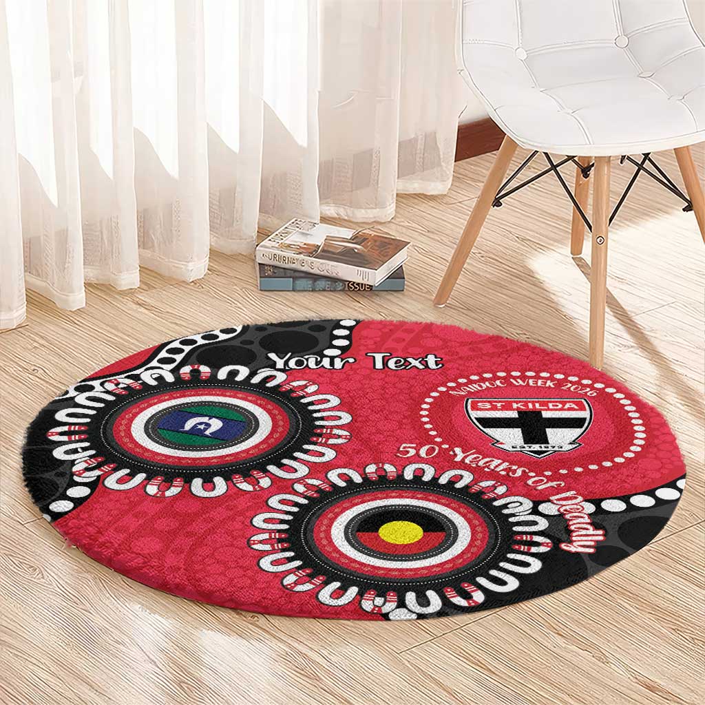 St Kilda NAIDOC 2026 Personalised Round Carpet 50 Years of Deadly Aboriginal Art