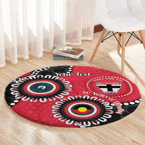 St Kilda NAIDOC 2026 Personalised Round Carpet 50 Years of Deadly Aboriginal Art