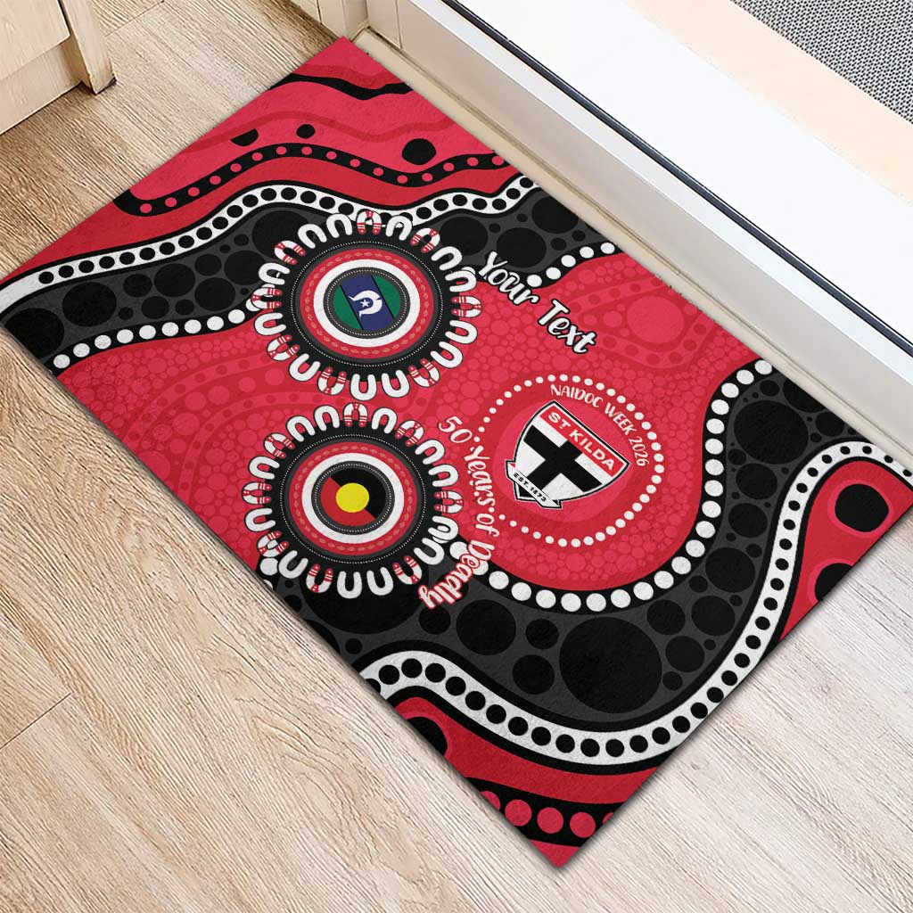St Kilda NAIDOC 2026 Personalised Rubber Doormat 50 Years of Deadly Aboriginal Art