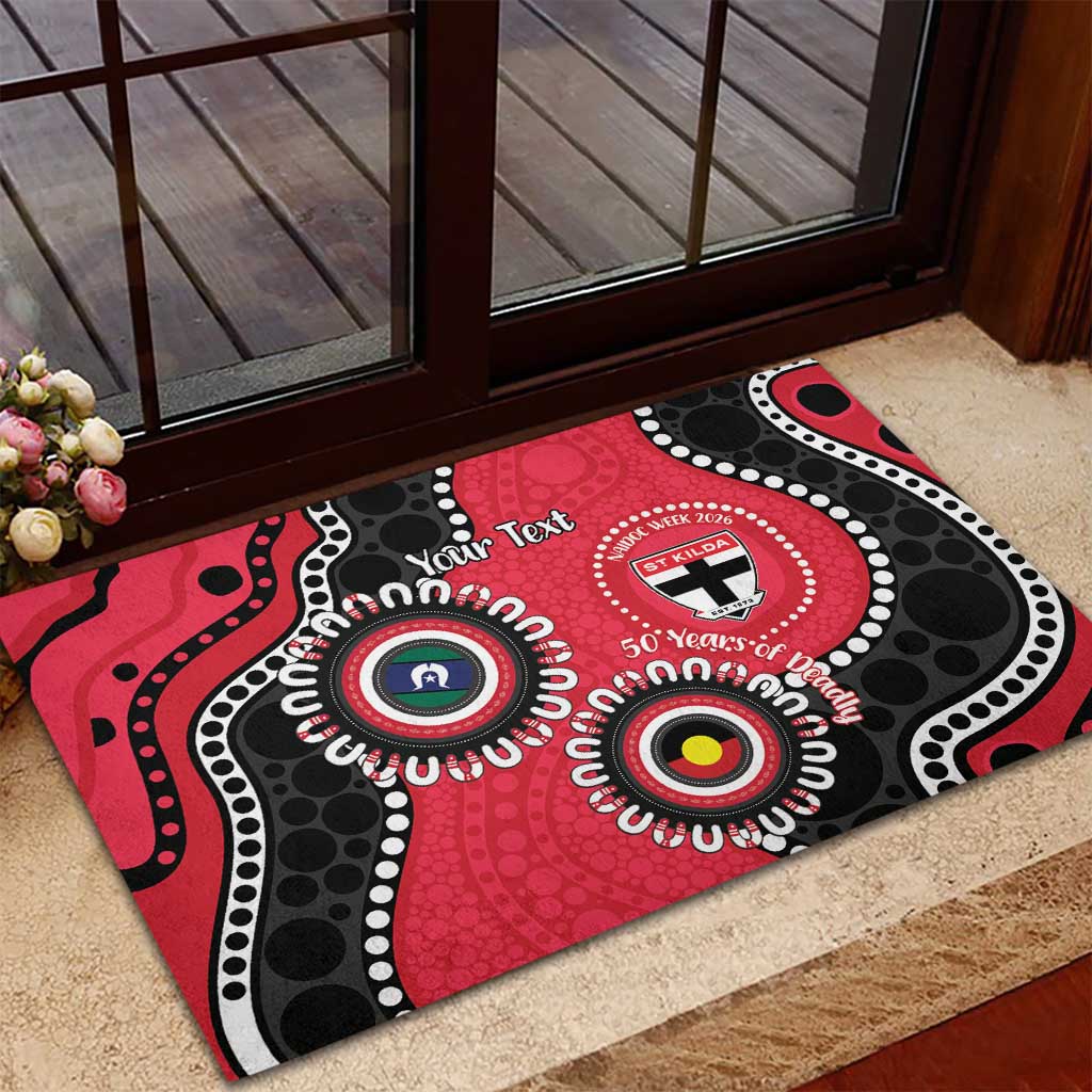 St Kilda NAIDOC 2026 Personalised Rubber Doormat 50 Years of Deadly Aboriginal Art