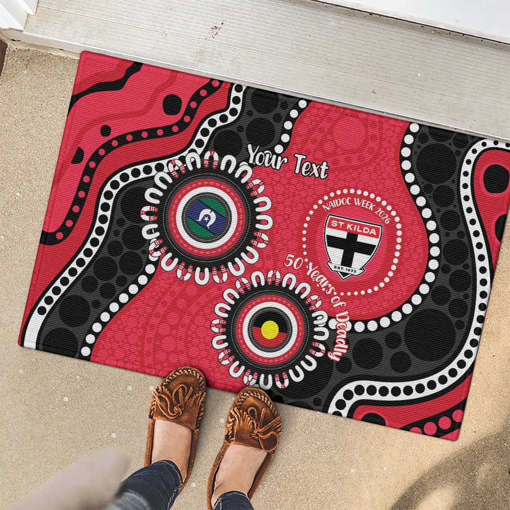 St Kilda NAIDOC 2026 Personalised Rubber Doormat 50 Years of Deadly Aboriginal Art