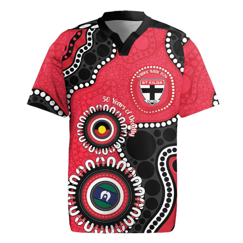 St Kilda NAIDOC 2026 Personalised Rugby Jersey 50 Years of Deadly Aboriginal Art