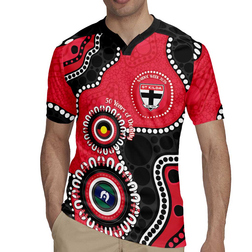 St Kilda NAIDOC 2026 Personalised Rugby Jersey 50 Years of Deadly Aboriginal Art