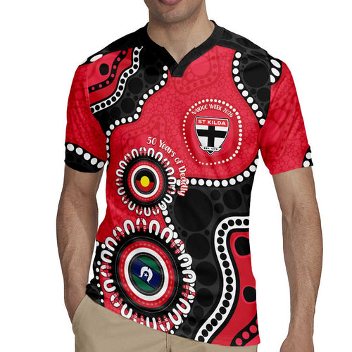 St Kilda NAIDOC 2026 Personalised Rugby Jersey 50 Years of Deadly Aboriginal Art