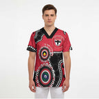 St Kilda NAIDOC 2026 Personalised Scrub Top 50 Years of Deadly Aboriginal Art