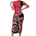 St Kilda NAIDOC 2026 Personalised Short Sleeve Bodycon Dress 50 Years of Deadly Aboriginal Art
