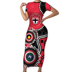 St Kilda NAIDOC 2026 Personalised Short Sleeve Bodycon Dress 50 Years of Deadly Aboriginal Art