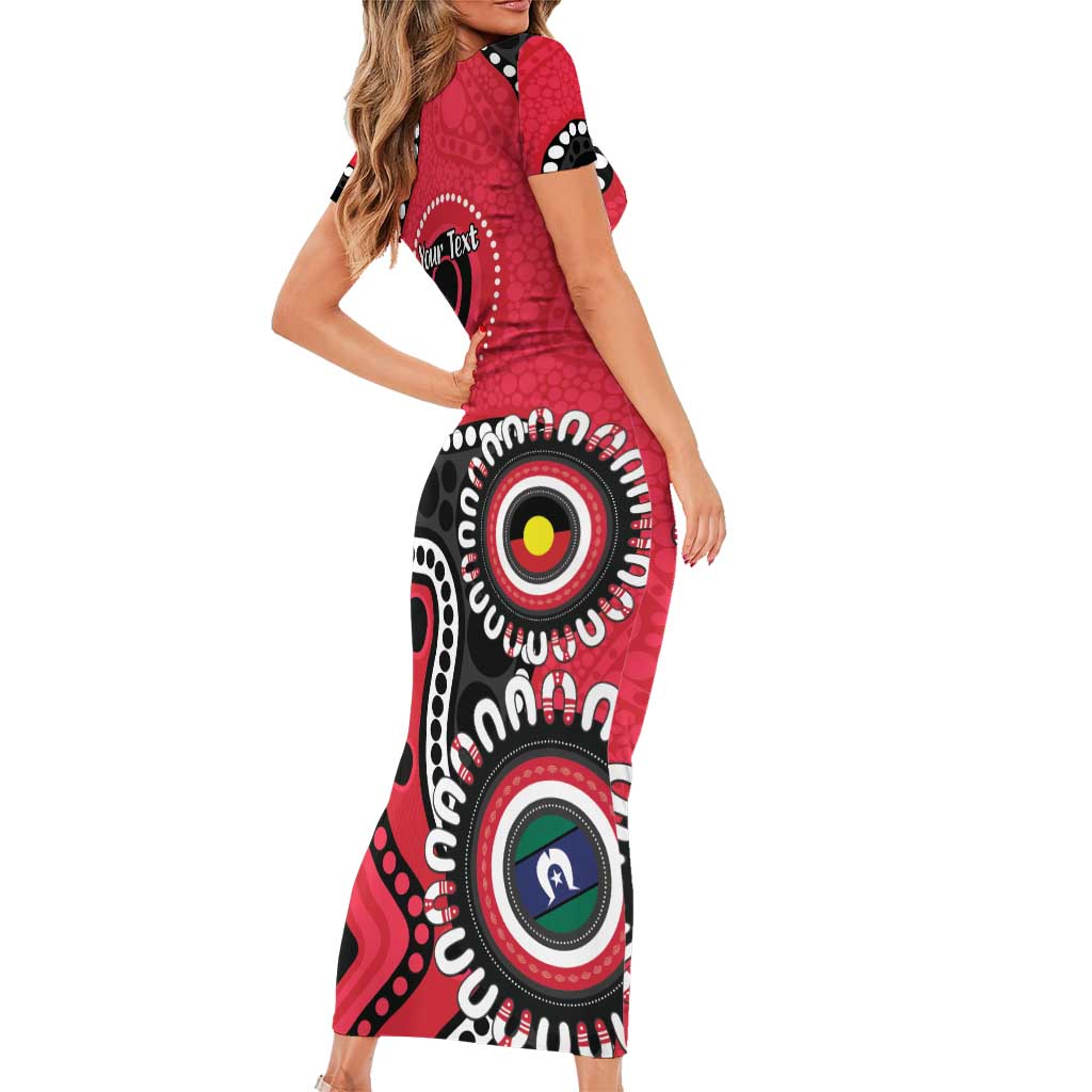 St Kilda NAIDOC 2026 Personalised Short Sleeve Bodycon Dress 50 Years of Deadly Aboriginal Art