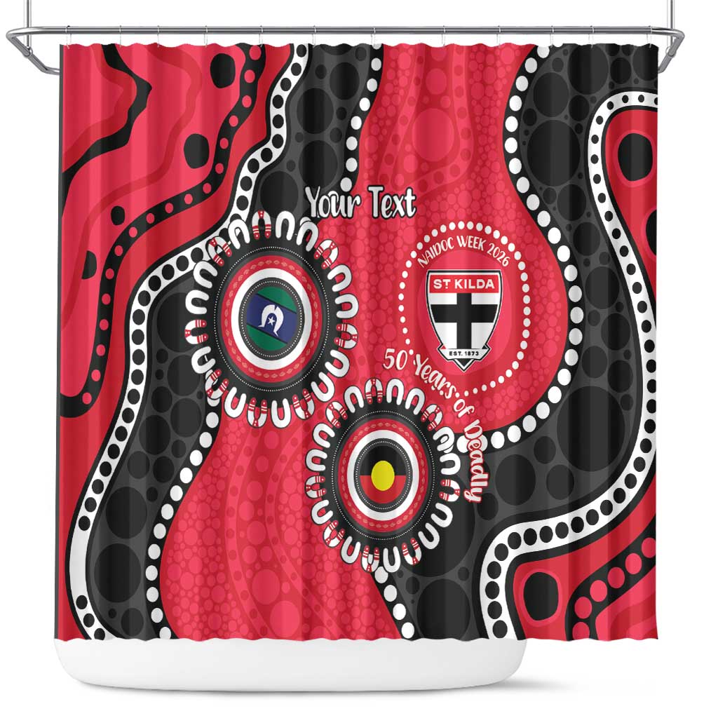 St Kilda NAIDOC 2026 Personalised Shower Curtain 50 Years of Deadly Aboriginal Art