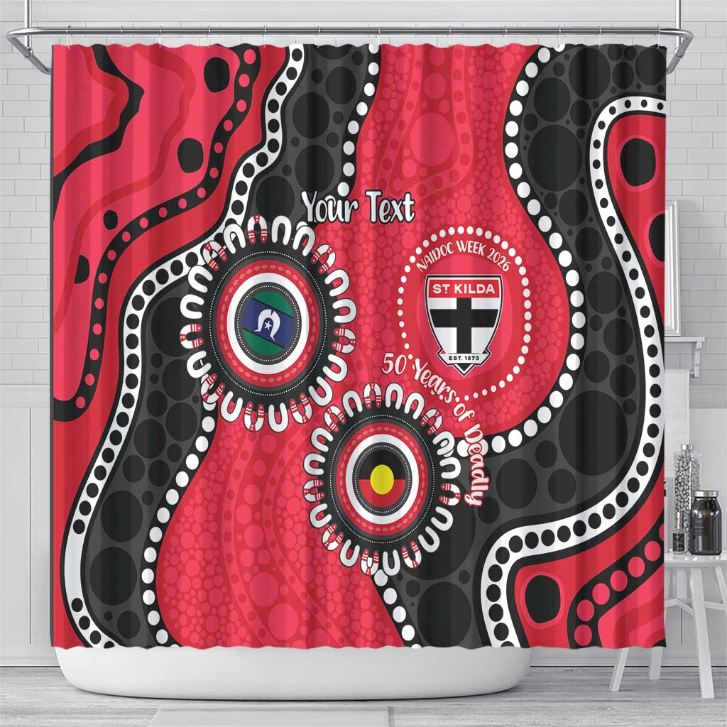 St Kilda NAIDOC 2026 Personalised Shower Curtain 50 Years of Deadly Aboriginal Art