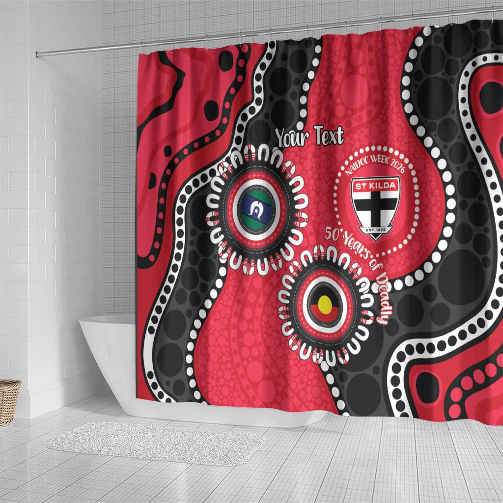 St Kilda NAIDOC 2026 Personalised Shower Curtain 50 Years of Deadly Aboriginal Art