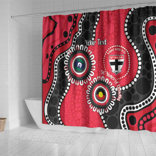 St Kilda NAIDOC 2026 Personalised Shower Curtain 50 Years of Deadly Aboriginal Art