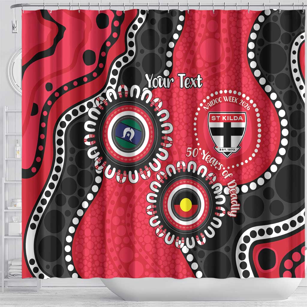 St Kilda NAIDOC 2026 Personalised Shower Curtain 50 Years of Deadly Aboriginal Art