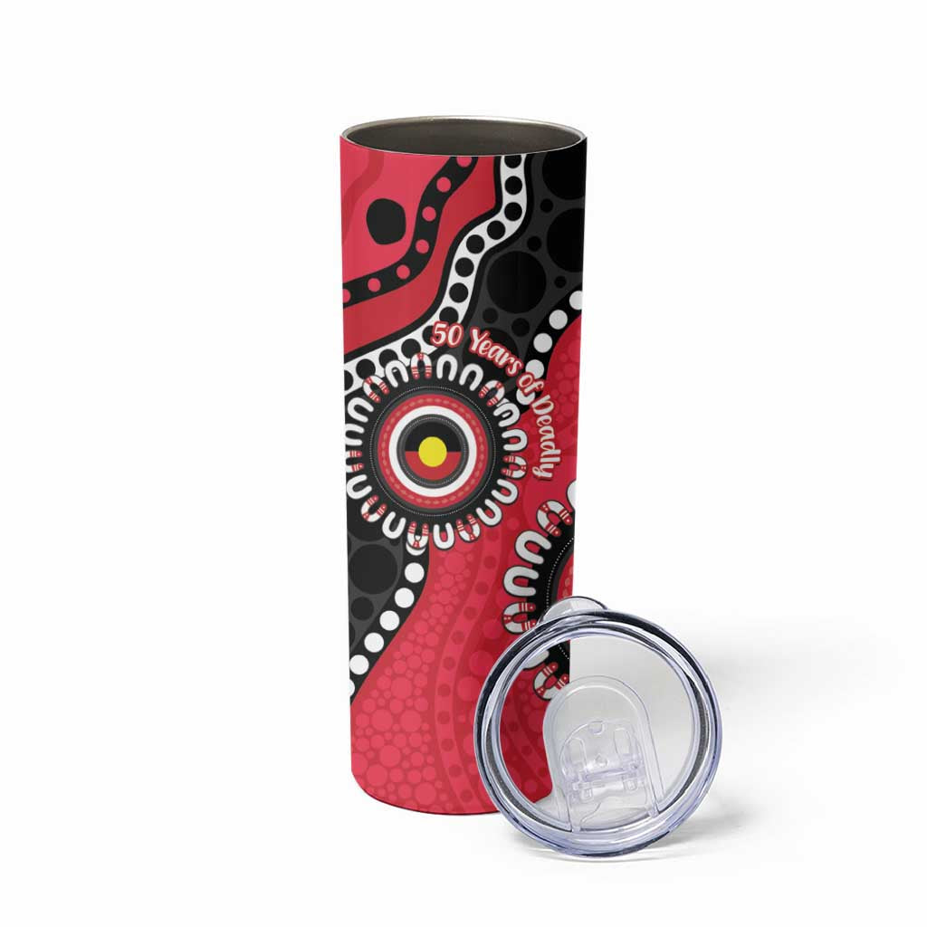 St Kilda NAIDOC 2026 Personalised Skinny Tumbler 50 Years of Deadly Aboriginal Art