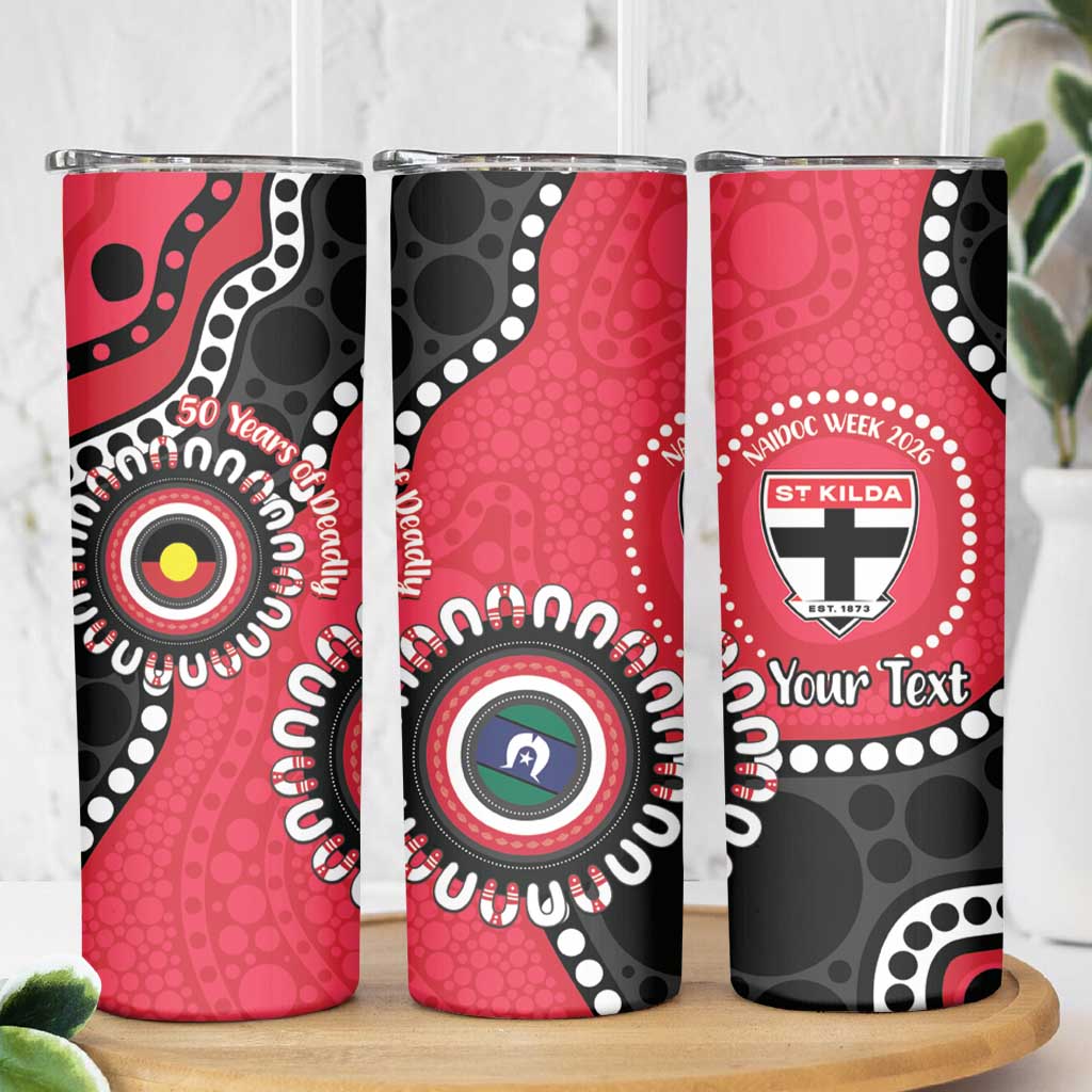 St Kilda NAIDOC 2026 Personalised Skinny Tumbler 50 Years of Deadly Aboriginal Art