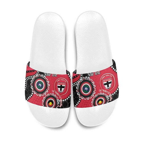 St Kilda NAIDOC 2026 Personalised Slide Sandals 50 Years of Deadly Aboriginal Art
