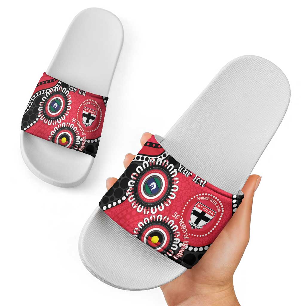 St Kilda NAIDOC 2026 Personalised Slide Sandals 50 Years of Deadly Aboriginal Art