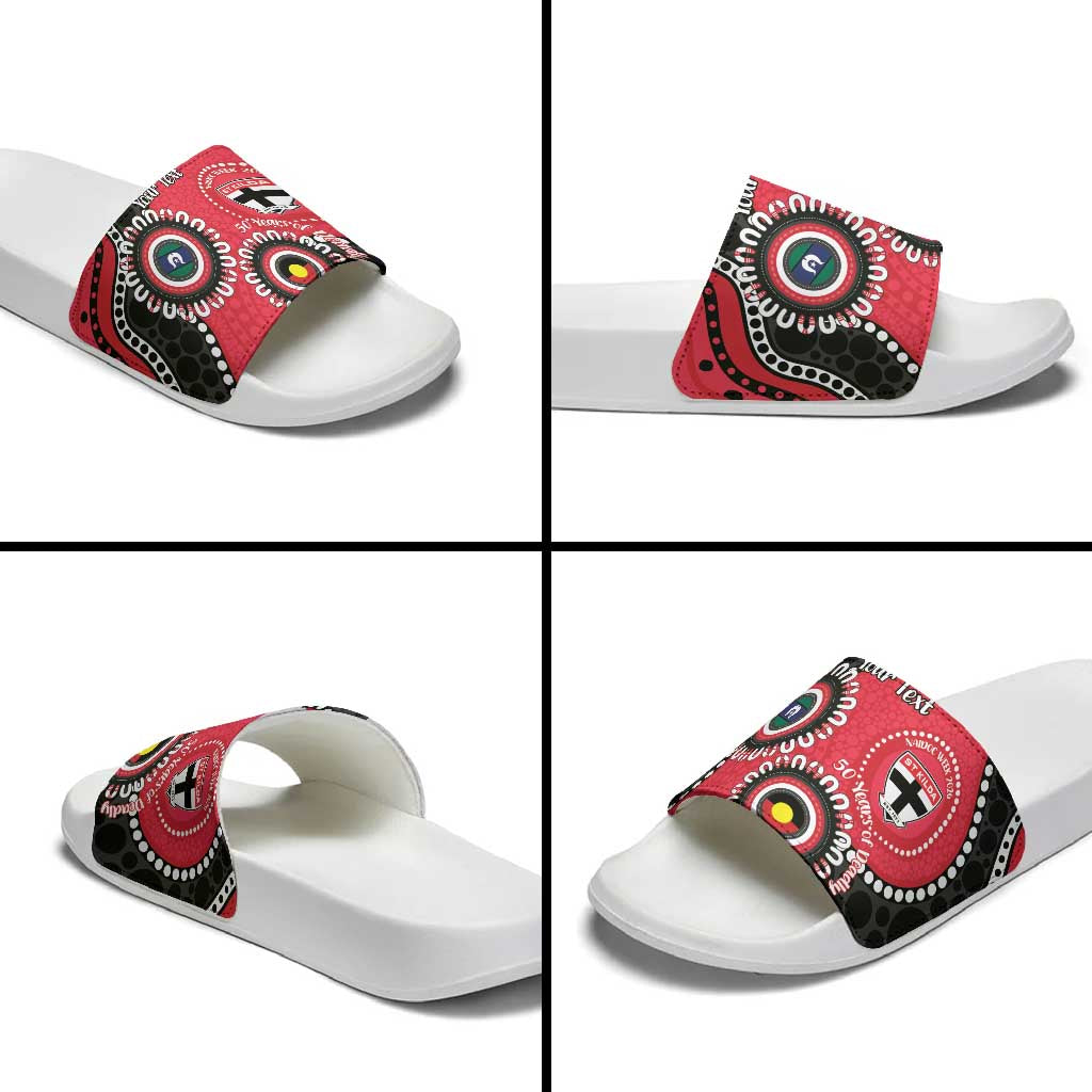 St Kilda NAIDOC 2026 Personalised Slide Sandals 50 Years of Deadly Aboriginal Art