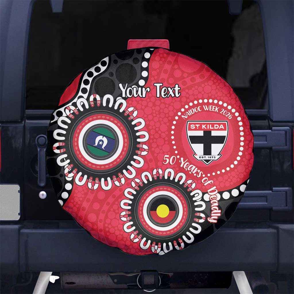 St Kilda NAIDOC 2026 Personalised Spare Tire Cover 50 Years of Deadly Aboriginal Art