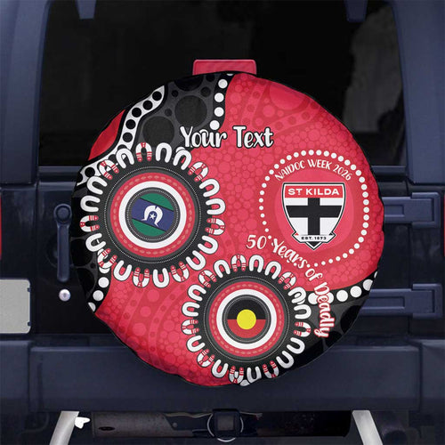 St Kilda NAIDOC 2026 Personalised Spare Tire Cover 50 Years of Deadly Aboriginal Art