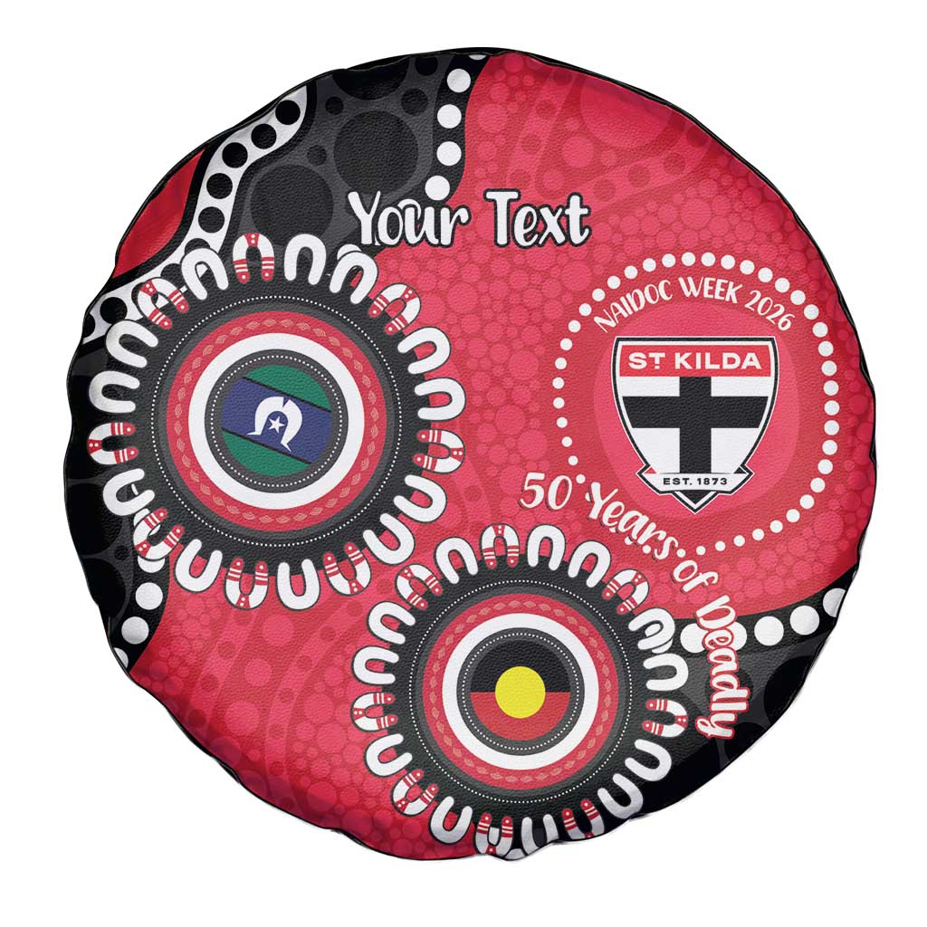 St Kilda NAIDOC 2026 Personalised Spare Tire Cover 50 Years of Deadly Aboriginal Art