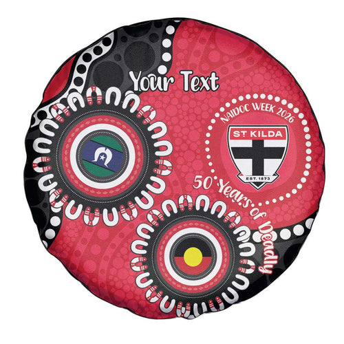 St Kilda NAIDOC 2026 Personalised Spare Tire Cover 50 Years of Deadly Aboriginal Art